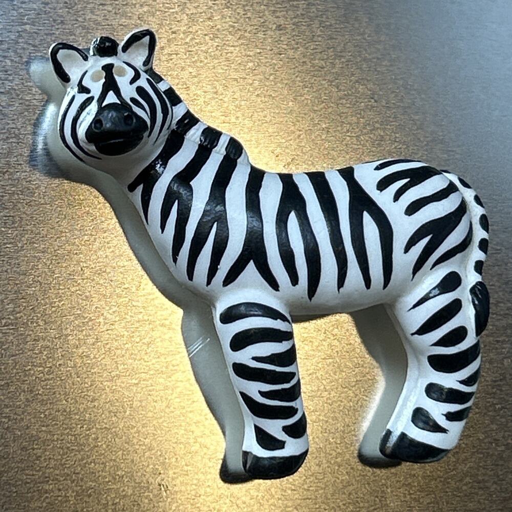 Vintage Clay Critters Inc Zebra Fridge Magnet Handcrafted Small Animal Souvenir